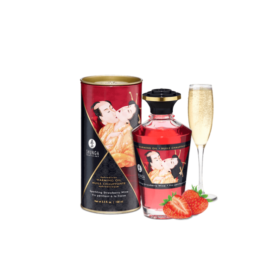 Huile chauffante aphrodisiaque - Vin pétillant à la fraise 100ml