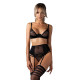 Ensemble porte jarretelle ouvert 3 pièces Noir Lune Bellis