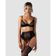 Ensemble porte jarretelle ouvert 3 pièces Noir Lune Bellis
