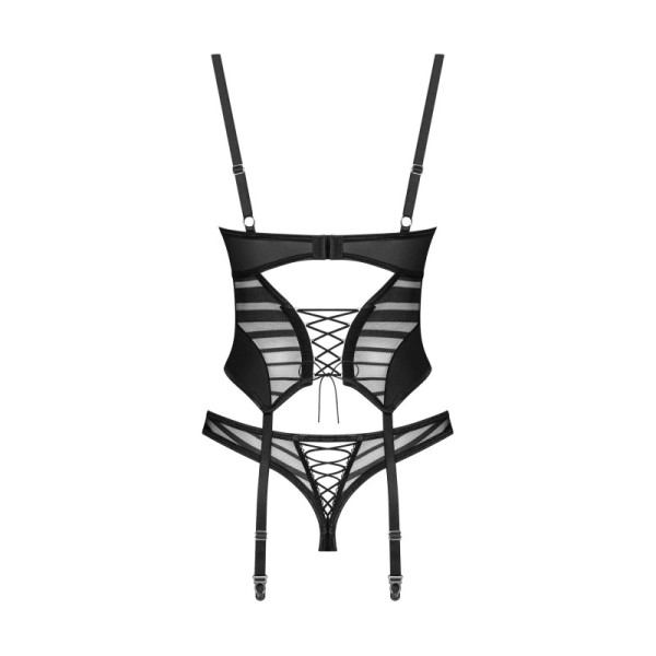 Ensemble corset et string Noirs Lune Bellis
