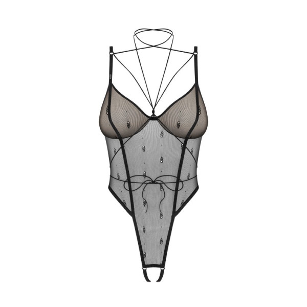 Body ouvert et harnais Noirs Anniverse special