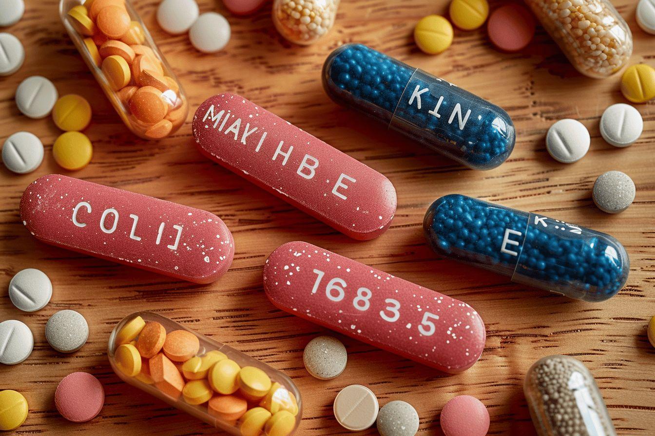 Gros plan sur des pilules pharmaceutiques de différentes couleurs et formes.