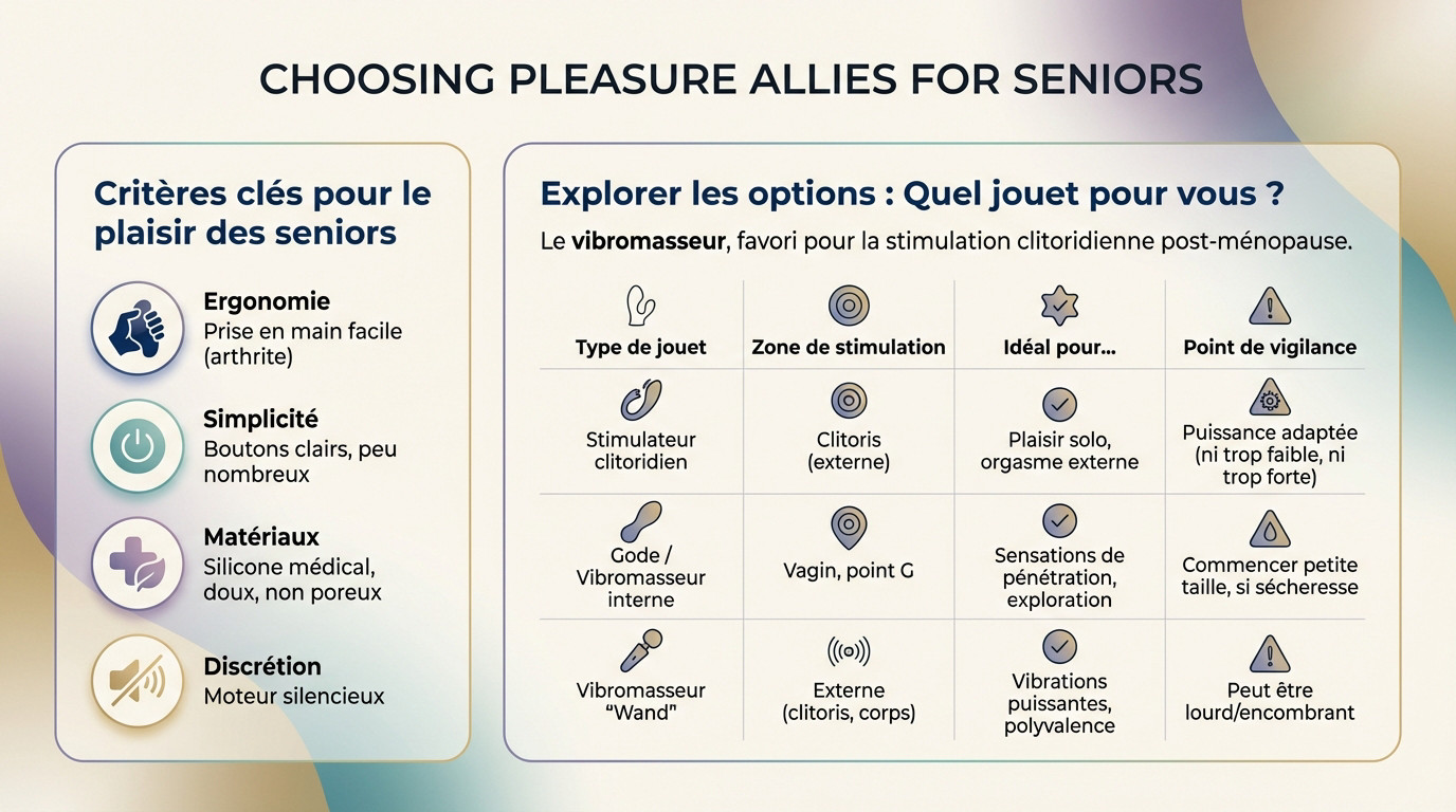 Sélection de jouets sexuels ergonomiques et adaptés aux besoins des seniors