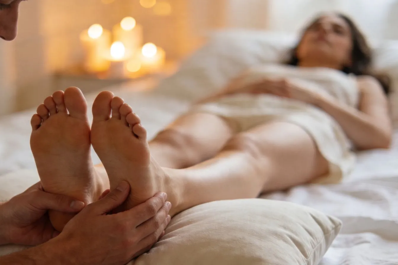 massage sensuel des pieds ambiance intime