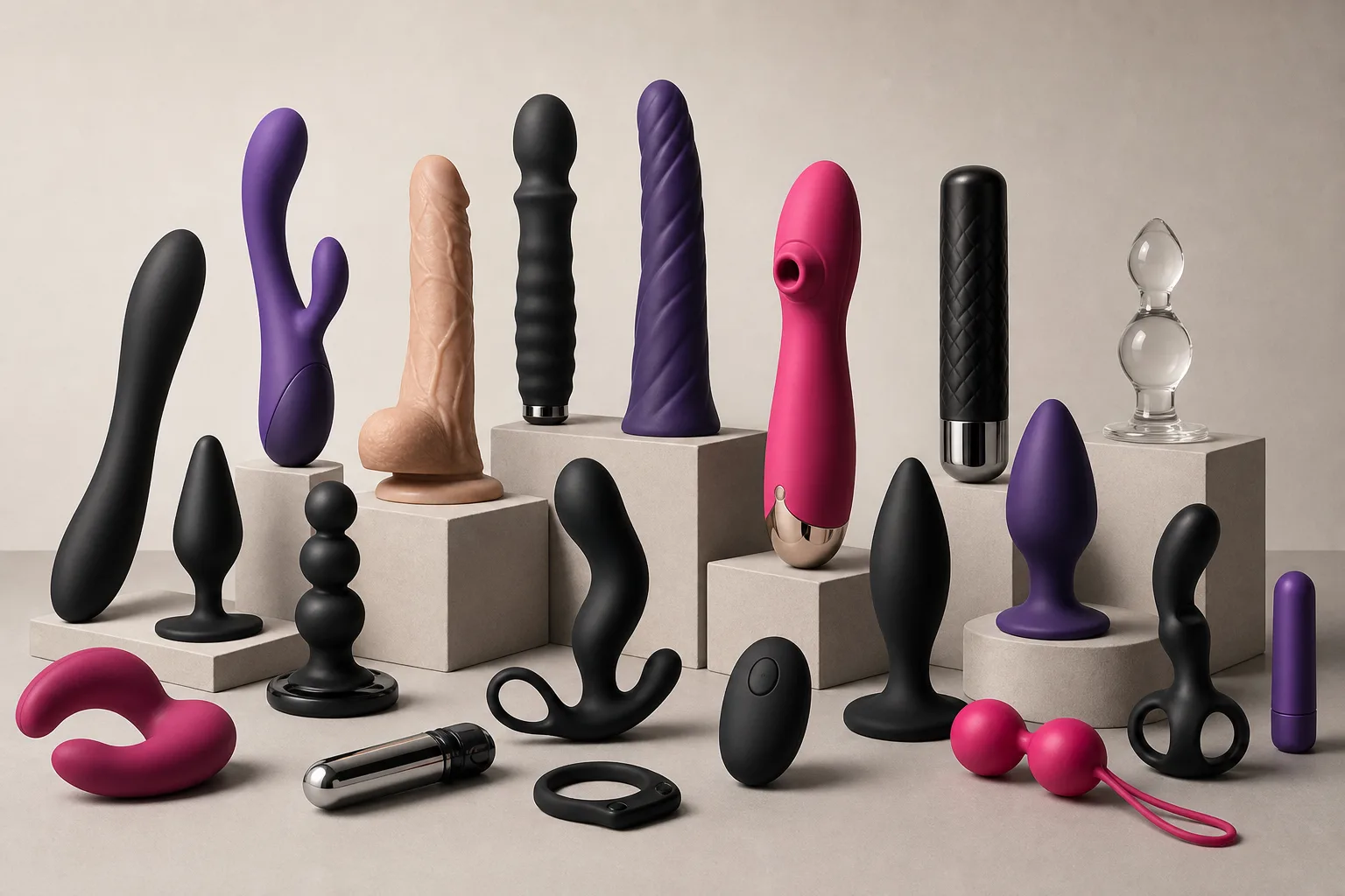 Gode pour femme avec différentes tailles formes et matières