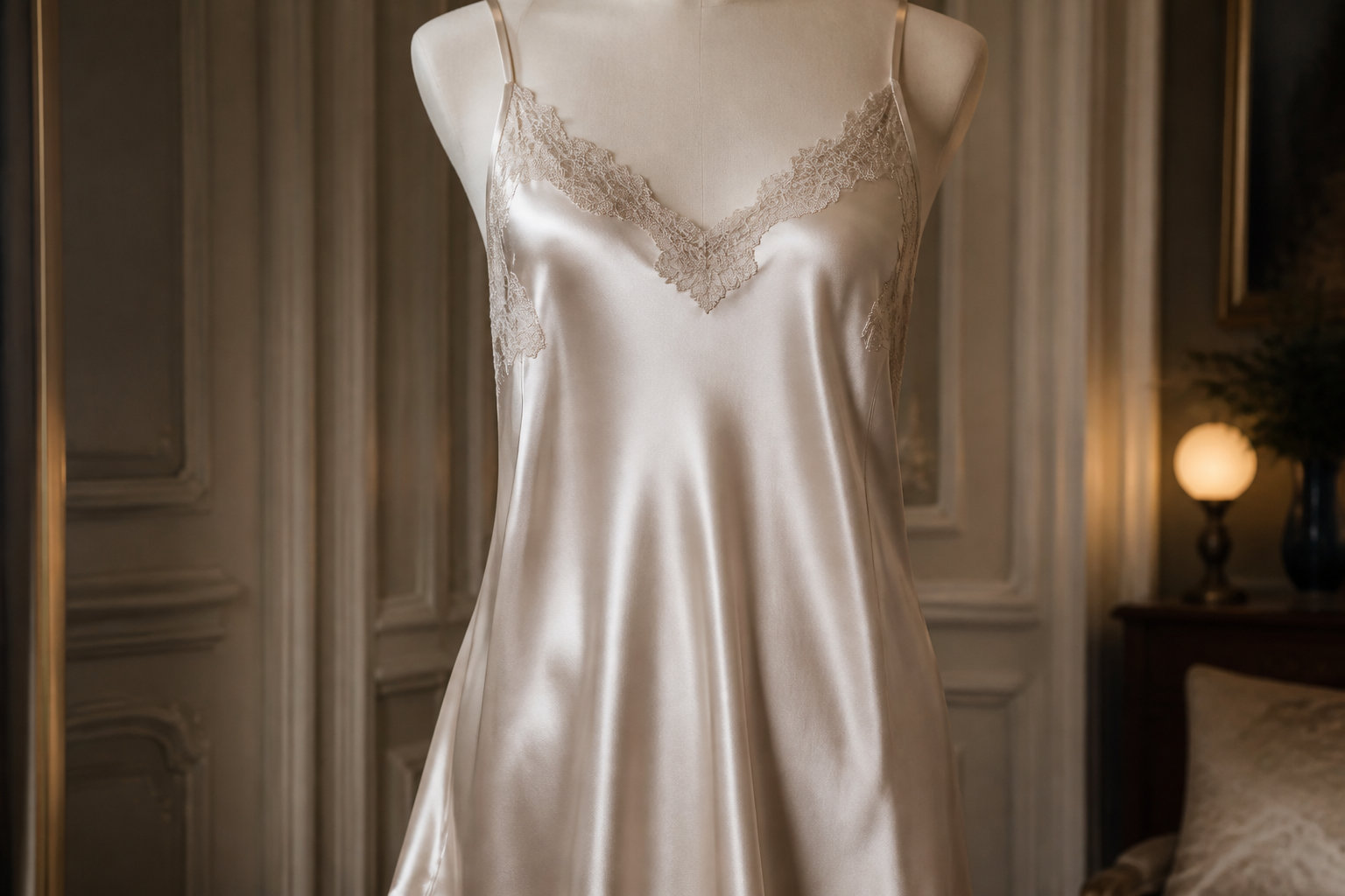 La nuisette longue en satin de soie naturelle haut de gamme