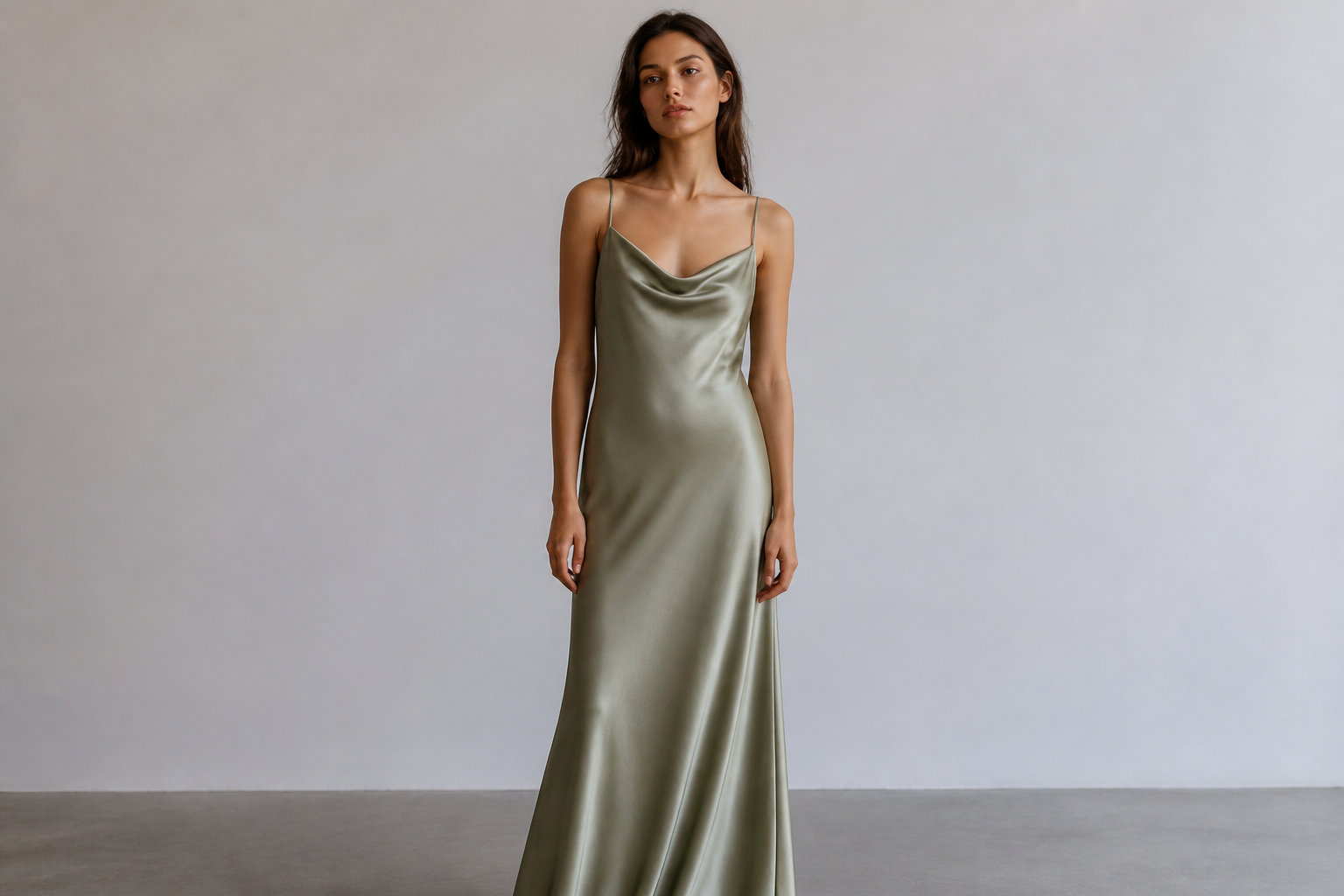La slip dress minimaliste en satin recyclé certifié